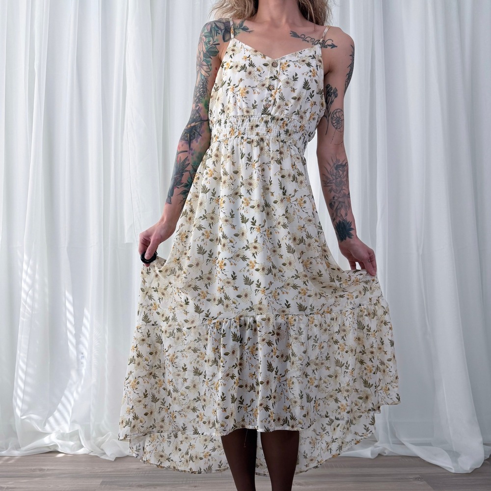 Liberty Love Cream Floral‎ High Low Midi Dress Large - Picture 4 of 5